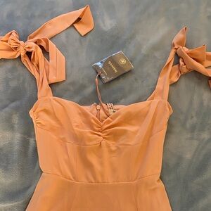 House of CB Peach Midi Dress with Tie Straps